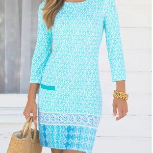 CABANA LIFE Coastal Cottage Cabana Shift Dress UPF 50 Small: Multicolor NWT!